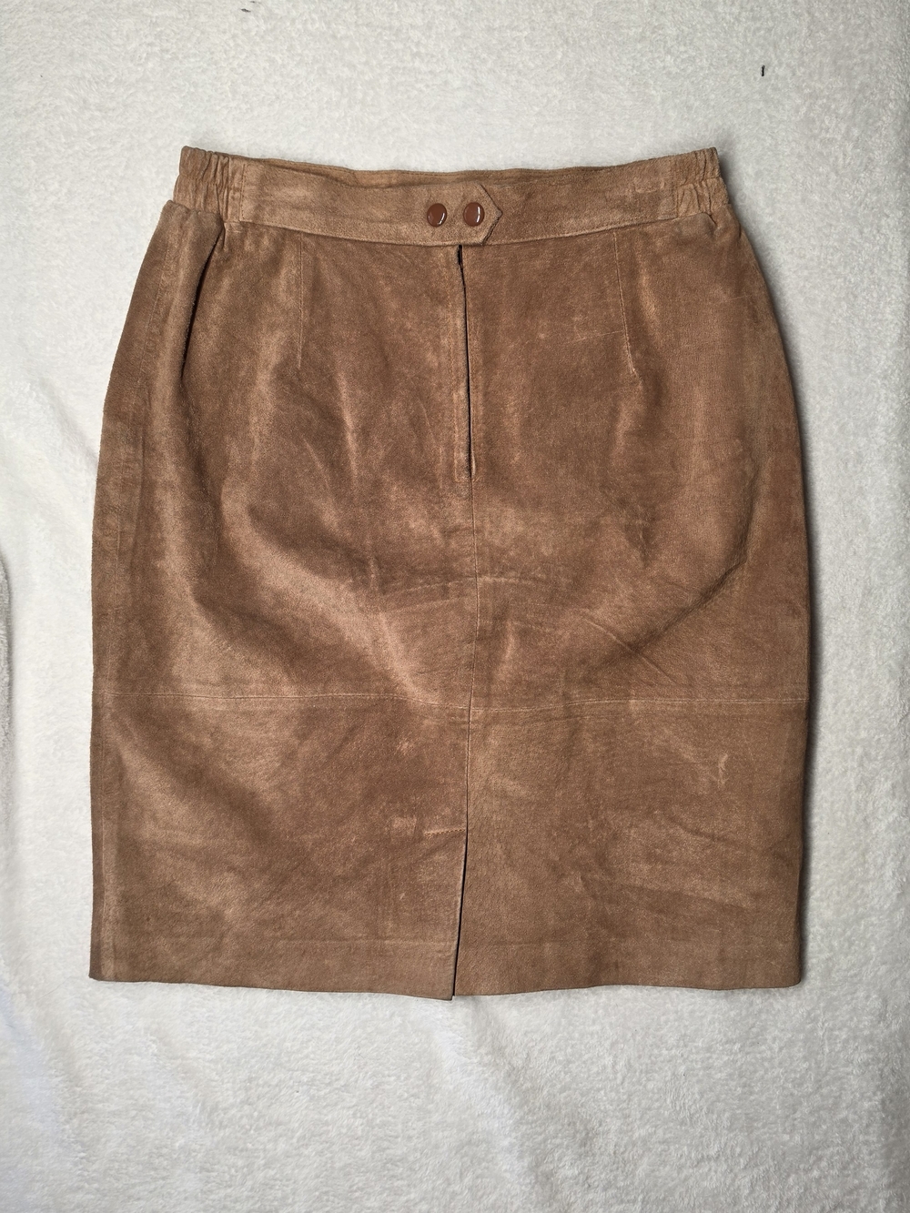 Neutral Brown Suede Pencil Skirt for Women